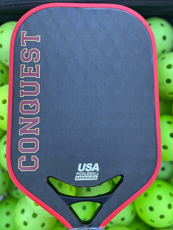 Pickleball Paddle Conquest K01 dark blue paddle with red edge guard